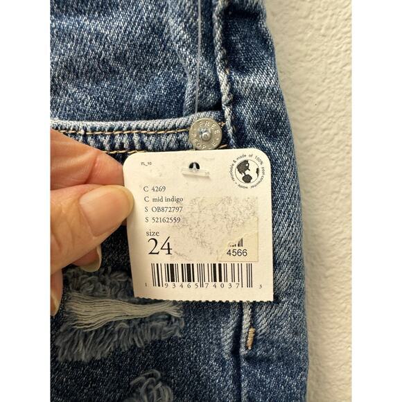 Free People Women’s Jean Shorts Cut Off Distressed‎ Style Size 24 Medium Wash - Picture 9 of 9